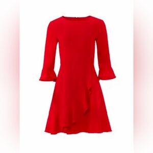 Slate & Willow Vibrant Red 3/4 Length Sleeve Dress